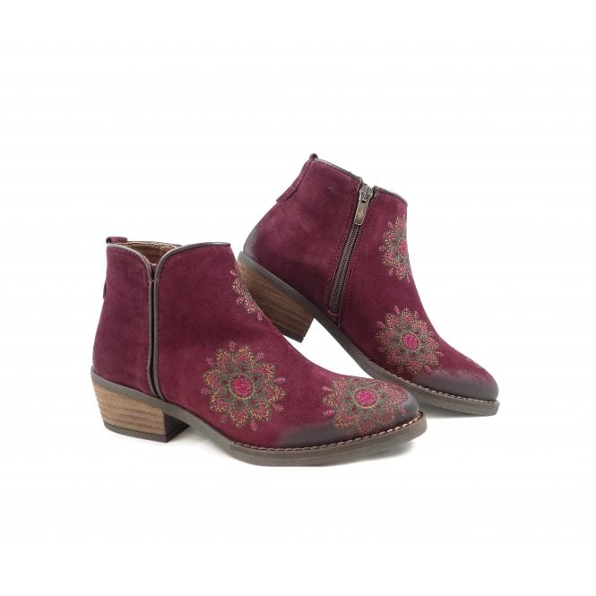 Alpe 3459 Western Style Ankle Boot with Embroidery