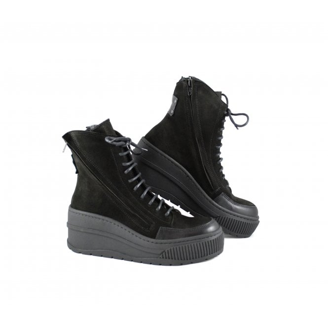 Bueno 4704 Chunky Wedge Lace Up Ankle Boot