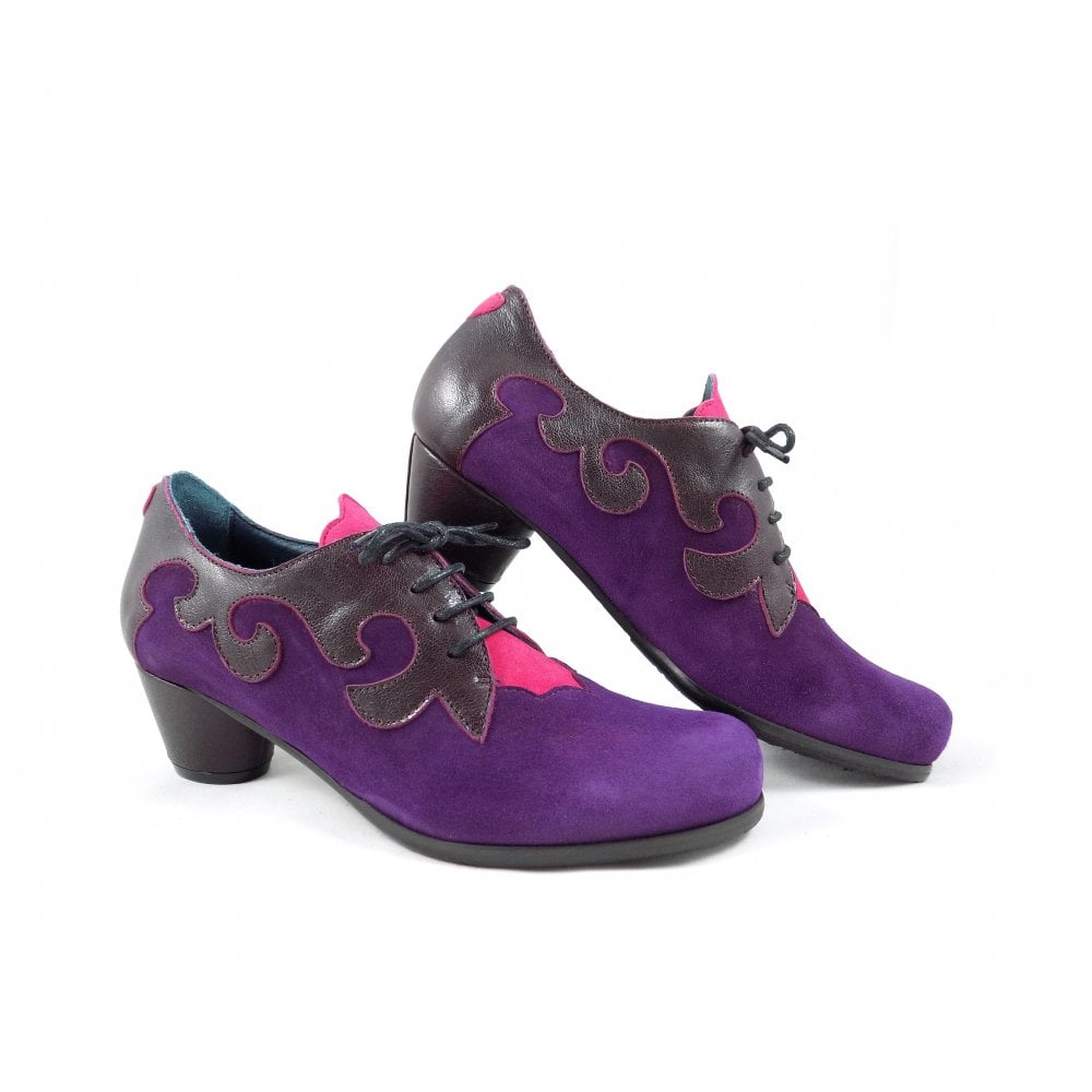 Vladi 1158 Low Heel Lace Up Shoes in Viola Suede rubyshoesday
